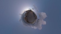 Coastal city timelapse with little planet effect