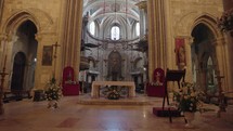 Main hall, interior of Lisbon Cathedral The Cathedral of Saint Mary Major with gothic style Portugal