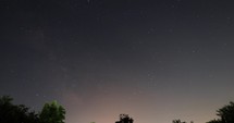 Milky Way And Stars Above Treetops At Night - Timelapse