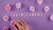 Quinceanera Pink flowers Background