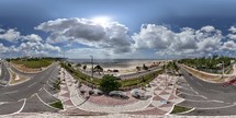 360 aerial photo taken with drone of snake sculpture at Mirante da Litorânea  in São Luís, Maranhão, Brazil