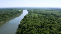 aerial view over the Cumberland river 