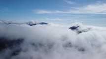 Aerial Panoramic Shot Above Clouds in Mountain Landscape