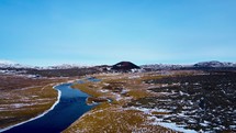 River And Infinite Landscape In Iceland