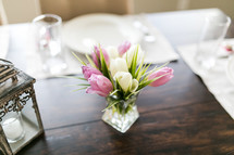tulips on a table for Easter 