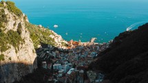 Amalfi City aerial view from the mountains