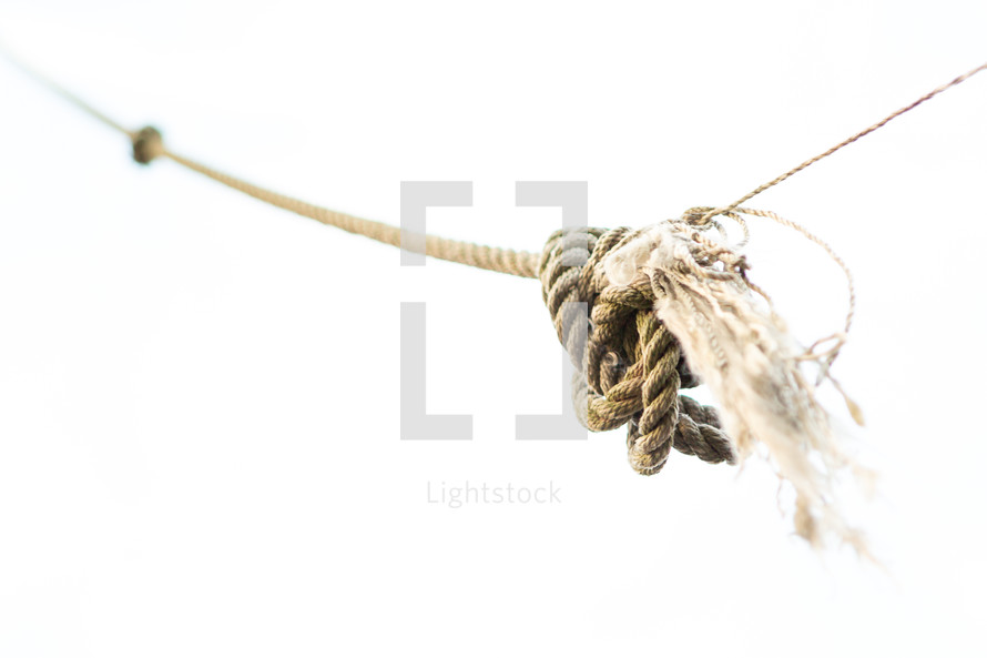 Frayed knot on a rope