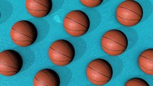 Rotating Basket Balls On Blue Ground Flay Layer Loop Animation