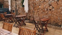 Tables of an outdoor restaurant in Sicily square