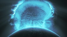Cosmos Ink Fluid - Cosmic Nebula, planet orbit. Abstract Background	