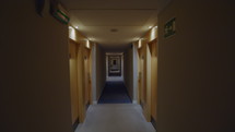 Timelapse walking down hallway of hotel