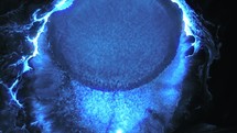 Blue Cosmic Colors Liquid Reaction - Cosmic Nebula - macro	