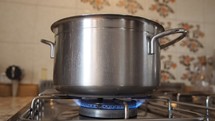 Saucepan pan casserole on a gas cooker