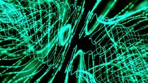 Seamless Loop Animation Of Wavy Neon Green Line Dust Particles. - abstract