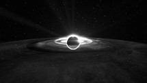 Interstellar Black Hole in Outer-space. Black and white Animation.