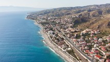 Aerial view Calabrian coastal landscape in Summer near the city