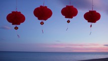 Chinese Lanterns New Year On Ocean