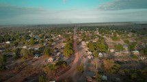 aerial view over a village on a missions trip in Africa
