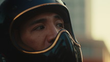 The Man's Eyes When Wearing A Full Face Helmet
