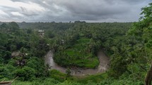 Time lapse of lush, green jungle and river - Ricefield from Sayan Point in Ubud Bali