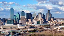 Tracking Aerial of Downtown Dallas Texas Skyline	