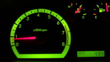 Tachometer movement as vehicle accelerates rapidly.