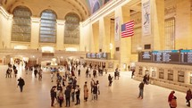 New York City, USA - April 2022:  Tourists People Walk in Grand Central Station in New York City Day. 
