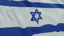 Flag of Israel waving closeup 3d. The Jewish people flag. War and peace in Israel. Seamless looping Israeli flag animation