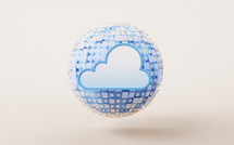 Cloud computing with digital sphere, 3d rendering.