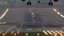 Airplane landing on a runway