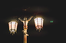 glowing street lamps 