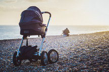 stroller on a beach 