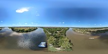 360 aerial photo taken with drone of Parque Ambiental Encontro dos Rios (Meeting of the Rivers) in Teresina, Piauí, Brazil