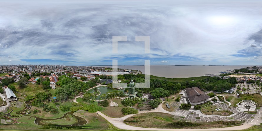 360 aerial photo taken with drone of Mangal das Garças in Belém, Pará, Brazil