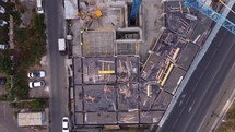 Aerial view of building construction
