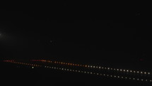 Airplane landing at night