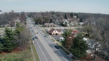 drone over a small town 