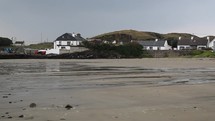 Pan of Clare Island Houses, Beach and Pier, County Mayo
