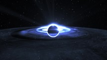 Animation of a Blue Supermassive Black Hole on Outer-Space. Wide Zoom-in	