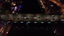 Transport on the bridge at night