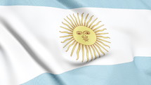 Flag of Argentine waving 3d animation. The emblem of Argentine flag. Seamless looping