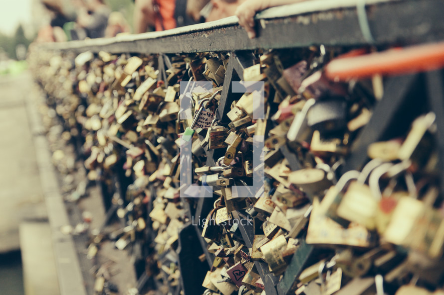 love locks on a fence in Paris 