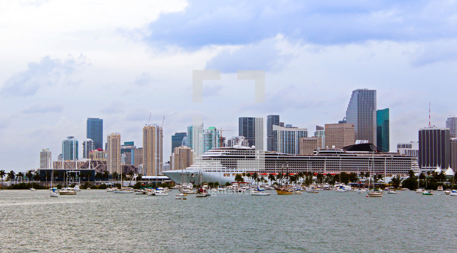 Miami skyline and waterfront 
