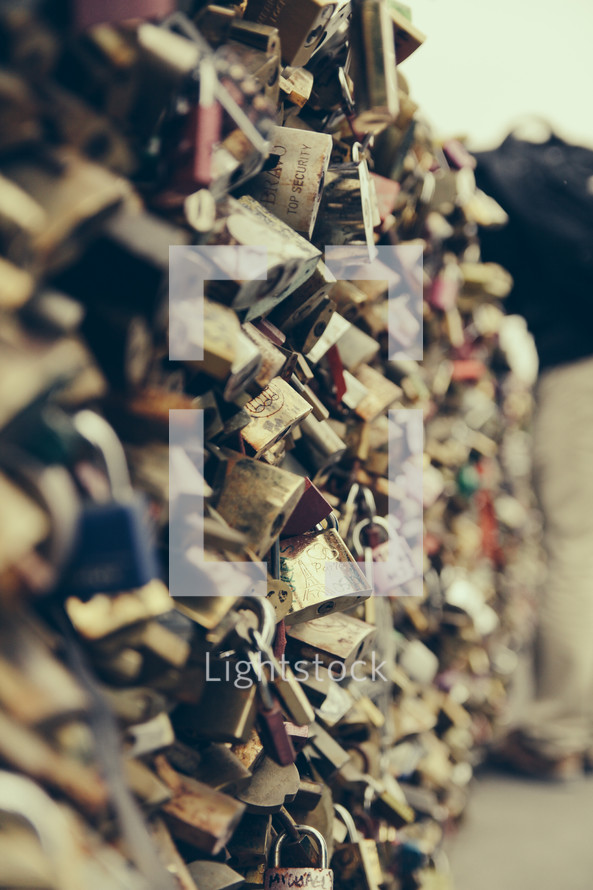 love locks on a bridge in Paris 