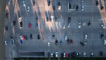 Cars in a parking lot, aerial shot