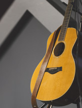 Worship leader acoustic guitar stock photo