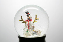 A snowman in a snow globe 