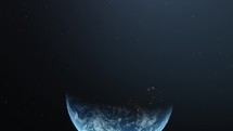 Globe Spinning In Dark Background. Planet Earth Day And Night Transition. 3d animation	