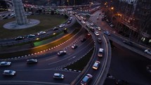 Cars on the overpass in the evening