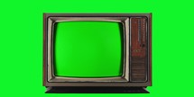 vintage television with green screen 